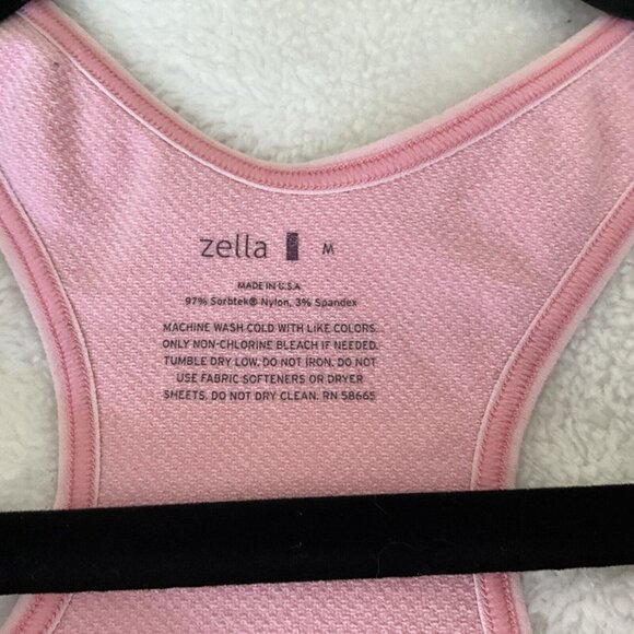Zella Bra Tank Top Womens Medium Pink Floral Stretch Nylon Scoop Neck Racerback - Picture 4 of 5